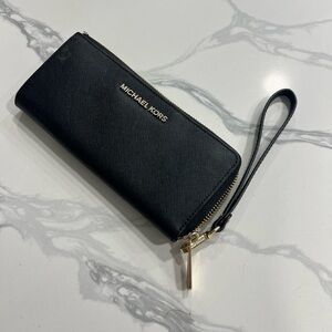 Michael Kors Black Leather Wristlet